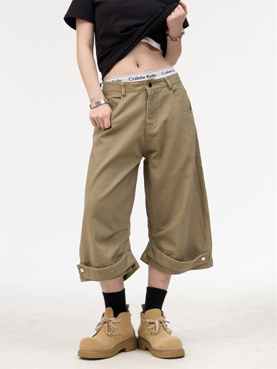 Pantalones Cortos de Trabajo Retro en Khaki para Mujer - Image 9
