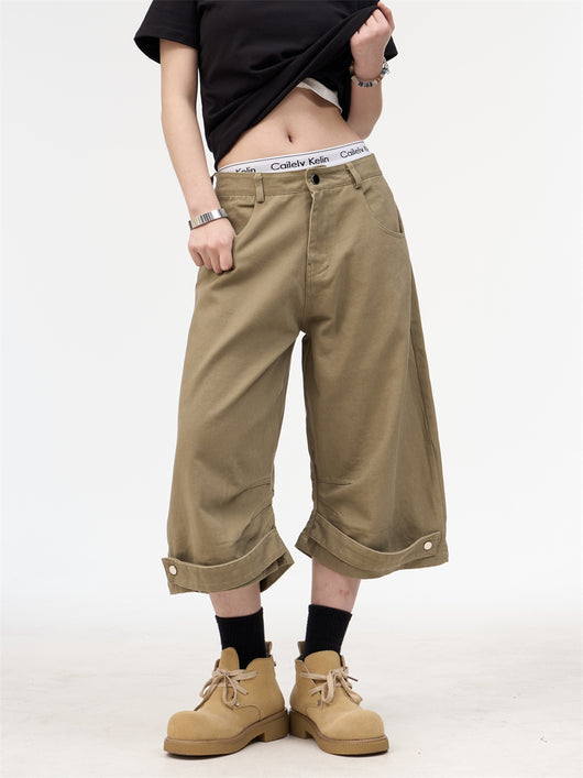 Pantalones Cortos de Trabajo Retro en Khaki para Mujer - Image 9