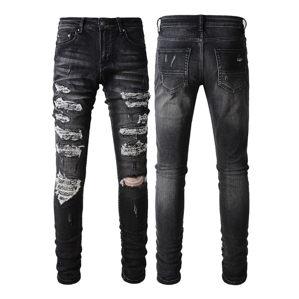 Jeans Gris Vintage Desgastado High Street Hipster