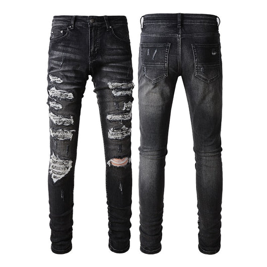 Jeans Gris Vintage Desgastado High Street Hipster - Image 2