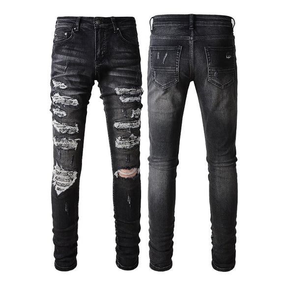 Jeans Gris Vintage Desgastado High Street Hipster