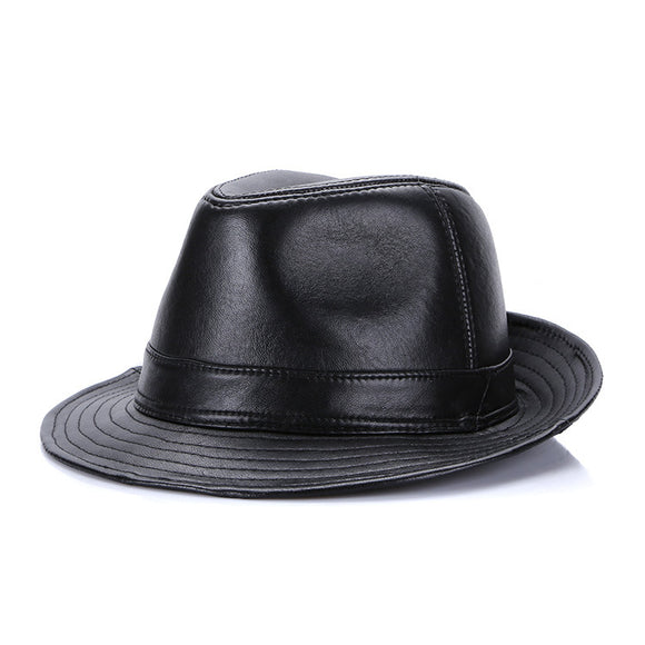 Sombrero de Copa Clásico en Cuero Genuino de Oveja para Hombre