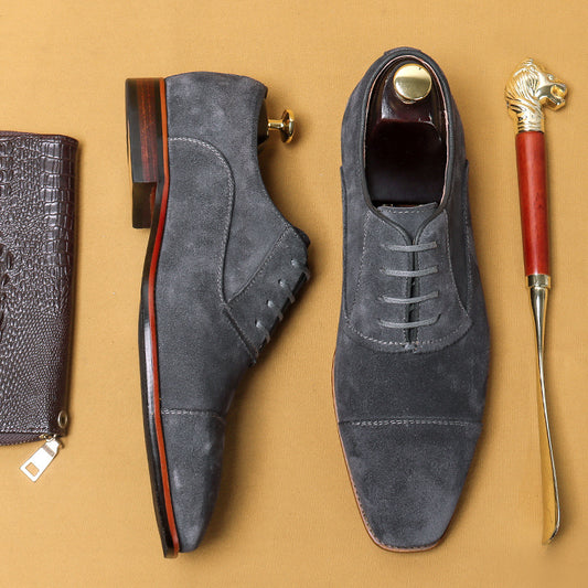 Zapatos Formales de Gamuza para Hombre con Cordones de Cuero Premium
