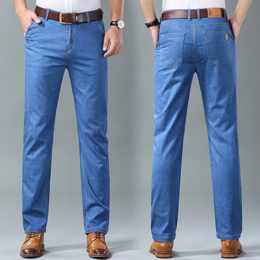 Pantalones Denim Hombre Primavera Verano Corte Recto Suelto Estilo Ejecutivo - Image 2