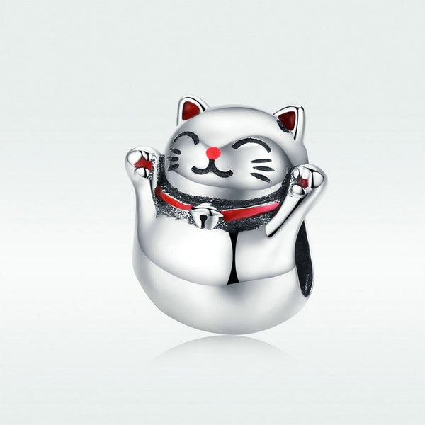 Pulsera de Cuentas Gato de la Suerte en Plata Esterlina - Image 2