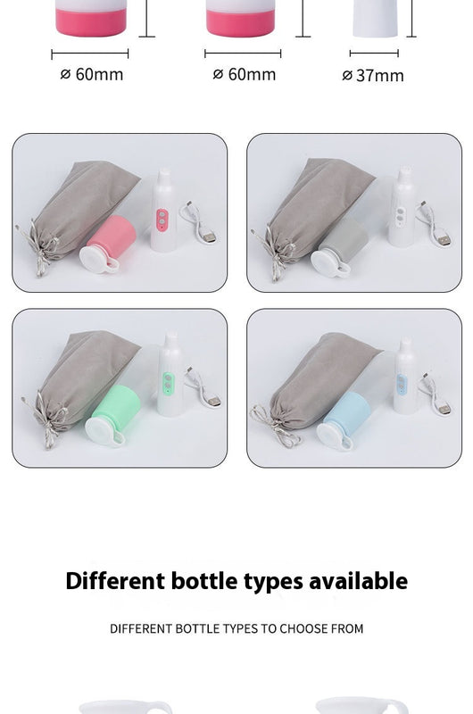 Portable electric bidet with translucent water bottle, white handheld spray unit, USB cable, and grey travel pouch. - Image 17