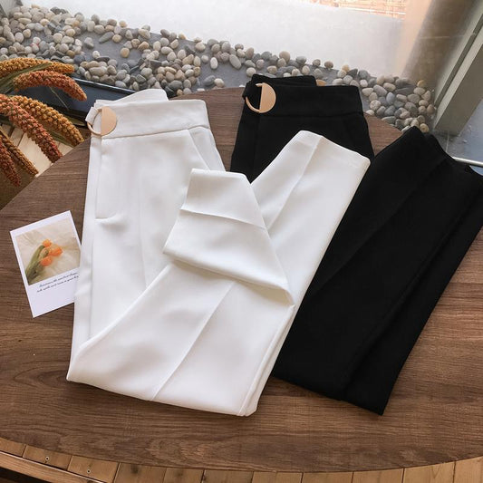 Pantalón de Vestir Cintura Alta Holgado Cropped - Corte Moderno y Cómodo