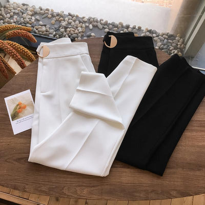 Pantalón de Vestir Cintura Alta Holgado Cropped - Corte Moderno y Cómodo