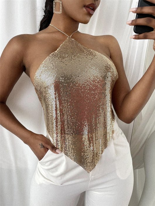 Top Halter Lentejuelas Metal Sexy para Mujer - Diseño Exclusivo - Image 2