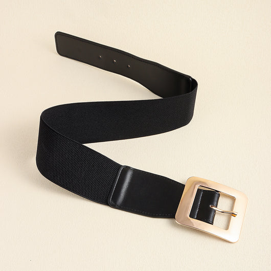 Cinturón Elástico Retro para Mujer con Hebilla Cuadrada Metálica Negro - Image 19