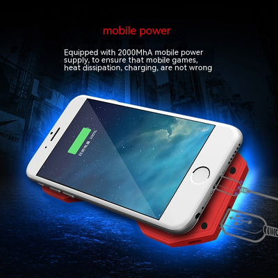 Red portable cooling mobile phone holder with a built-in fan, blue LED light, and black suction cups. - Image 7