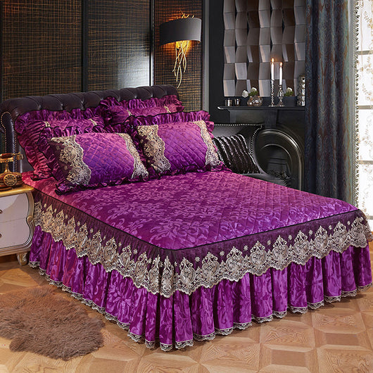 Falda de Cama Acolchada Terciopelo Estilo Coreano Color Sólido - Image 11