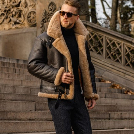 Chaqueta Acolchada Peluda para Hombre - Abrigo Grueso de Invierno