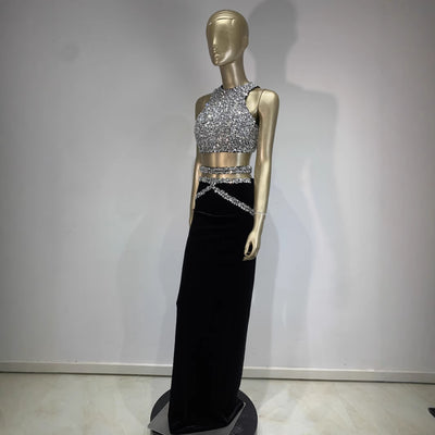 Vestido de Noche Brillante con Cristales Rhinestone para Mujer - Image 3