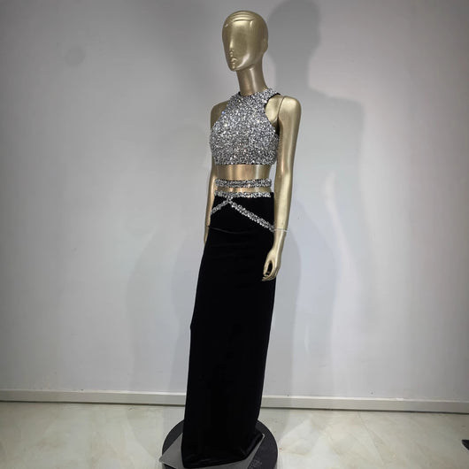 Vestido de Noche Brillante con Cristales Rhinestone para Mujer - Image 3