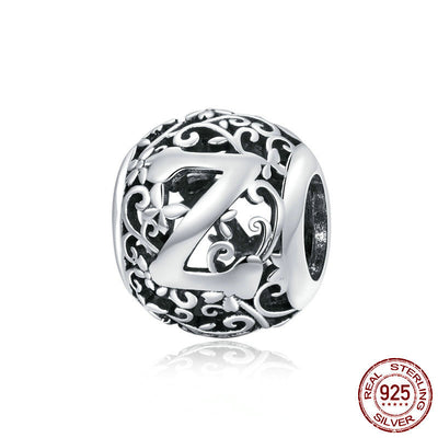 Abalorios de Plata Esterlina con 26 Letras del Alfabeto Inglés Patrón Bosque - Image 25