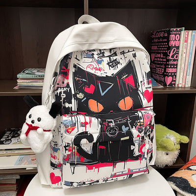 Mochila para Chicas Estilo Harajuku con Graffiti Personalizado, Simple y Versátil