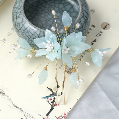 Peineta y Adorno para Cabello Estilo Hanfu con Flores de Hada - Image 4