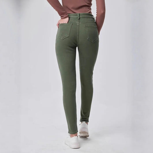 Pantalón Skinny Denim Tiro Alto Lavado Verde Oscuro - Image 2