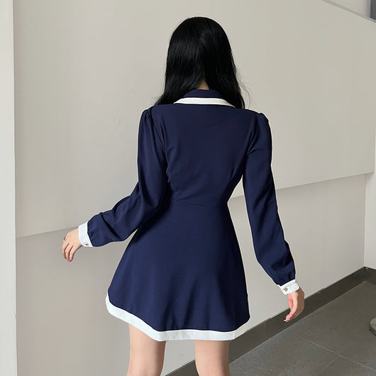 Vestido Camisero con Cuello Contraste y Mangas Largas para Mujer - Image 8