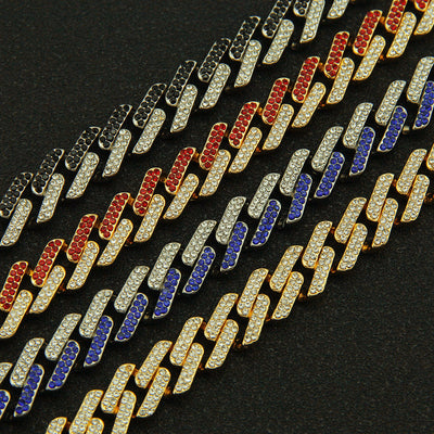 Collar Cadena Cubana Cuadrada con Diamantes Geométricos para Hombre - Image 3