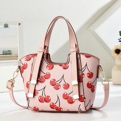 Bolsa Tejida Clásica para Mujer con Estampado de Cerezas - Image 2