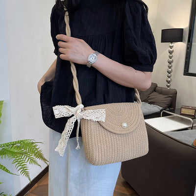 Bolsa Tejida de Algodón con Cuerda - Estilo Casual Artesanal para Verano - Image 3