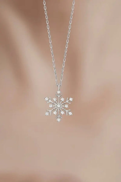Collar de Plata 925 con Copo de Nieve y Piedra Blanca - Image 2