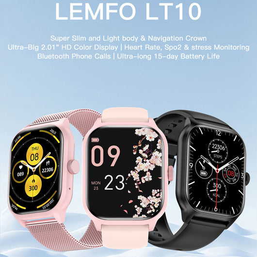 Reloj Inteligente LT10 con Monitor de Frecuencia Cardíaca, Presión Arterial y Sueño