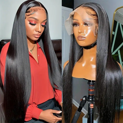 Peluca Frontal de Encaje para Mujer Cabello Liso Largo Estilo Europeo Americano - Image 3