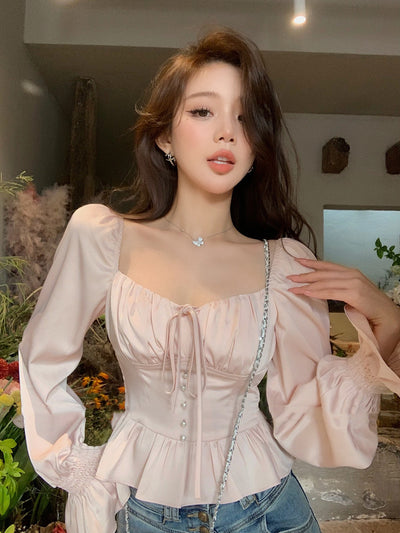 Blusa Francesa Elegante con Cuello Cuadrado y Cintura Ajustada - Image 11