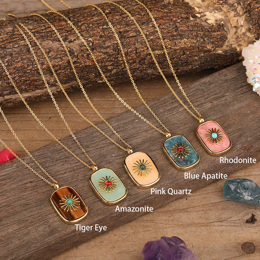 Colgante de Piedra con Girasol Pavé para Mujer - Image 34