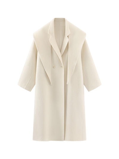 Abrigo de Lana Blanco Doble Botonadura para Mujer - Largo Reversible Otoño Invierno - Image 11