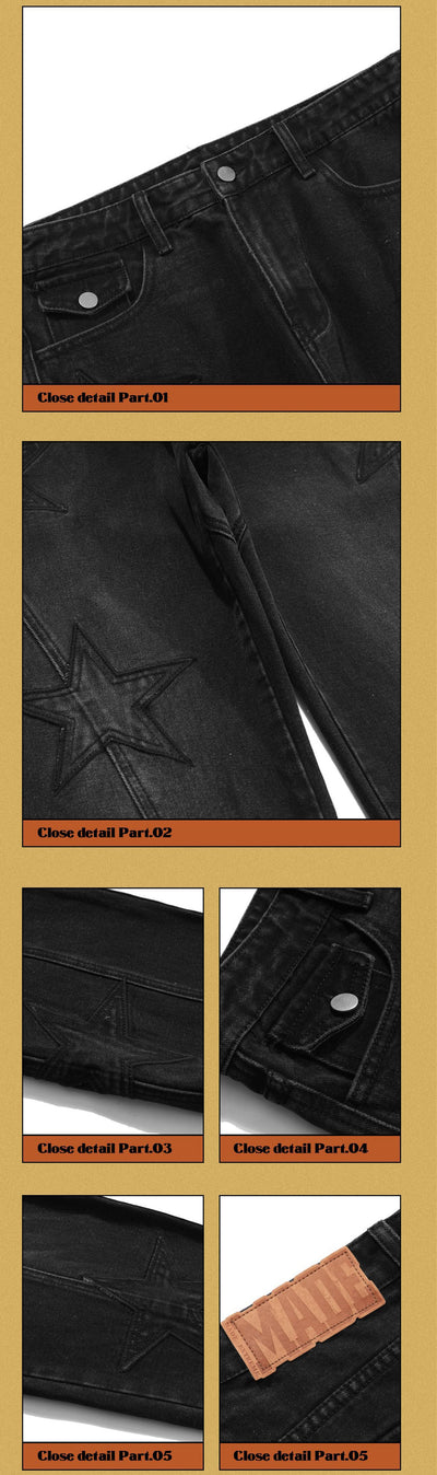 Jeans Rectos Vintage Lavado Buffalo con Bordado para Hombre y Mujer - Image 14