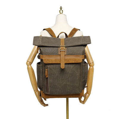 Mochila de Cuero Crazy Horse para Viajes - Bolsa Multifuncional Hombre con Compartimento Laptop - Image 11