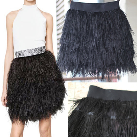 Falda con Panel de Plumas