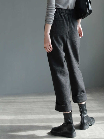 Pantalón de Lana Ancho Cropped Leisure - Diseño Slim Elegante - Image 4