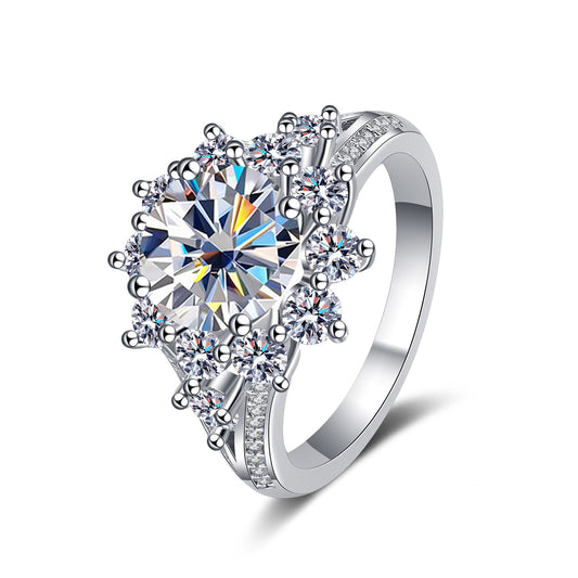 Anillo de Plata 925 con Moissanita de 3 Quilates - Lujo Asequible para Mujer