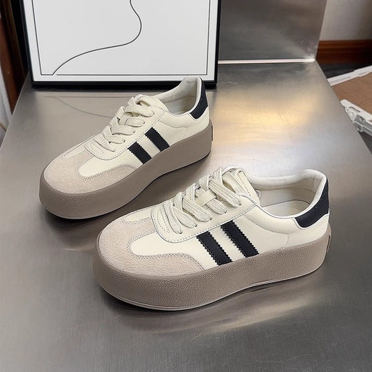 Tenis Vintage Casual para Mujer con Punta Redonda y Detalles Gastados
