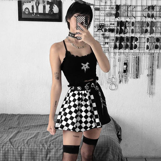 Falda Plisada de Cintura Alta con Detalles de Cuadros Contrastantes - Image 11