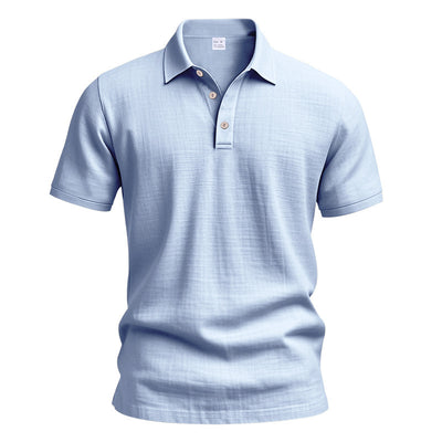 Polo Casual Británico Hombre con Cuello Solapa y Cierre de Hebilla en Lino - Image 12