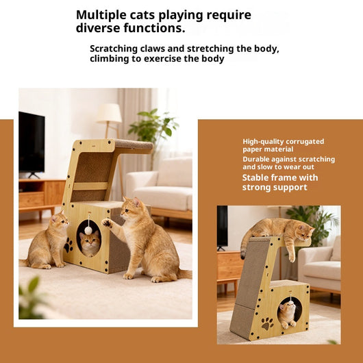 Rascador Multifuncional de Cartón Corrugado para Gatos con Entretenimiento Integrado - Image 4