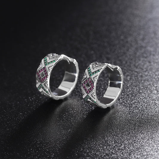 Aretes Tribales Multicolor en Plata 925 Hipoalergénicos para Mujer - Image 2