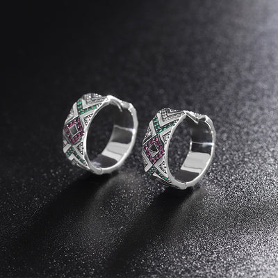Aretes Tribales Multicolor en Plata 925 Hipoalergénicos para Mujer - Image 2