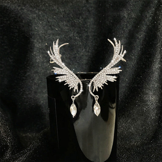 Aretes de Alas con Cristales y Borlas Brillantes - Image 9