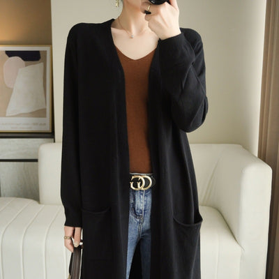 Cardigan Largo Tejido sin Cierre - Abrigo de Moda Versátil para Mujer - Image 13