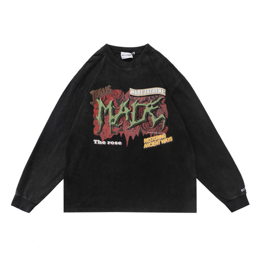 Playera Holgada con Estampado de Letras para Parejas - Manga Larga - Image 6