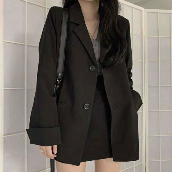 Blazer Negro Suelto de Temperamento Británico