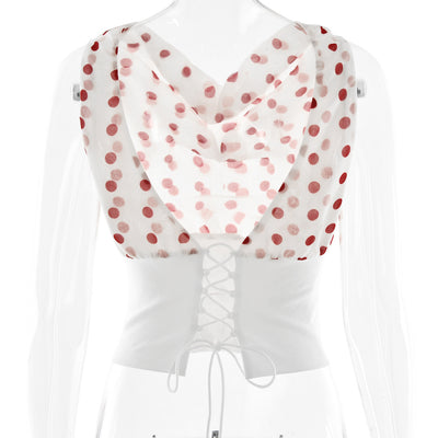 Blusa Crop Top Chiffon con Lunares y Espalda Descubierta - Top Casual Verano - Image 32