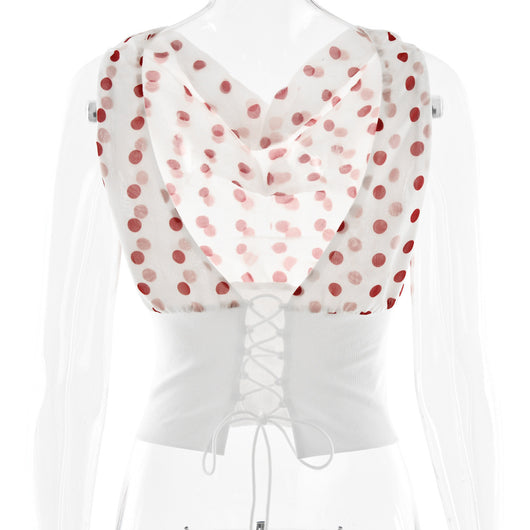 Blusa Crop Top Chiffon con Lunares y Espalda Descubierta - Top Casual Verano - Image 32